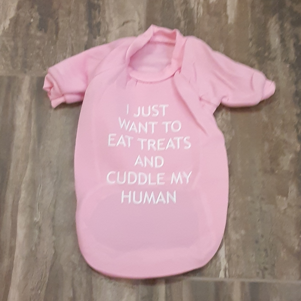 Pink Dog Sweatshirt Size XL – “I Just Want to Eat Treats and Cuddle My Human” –